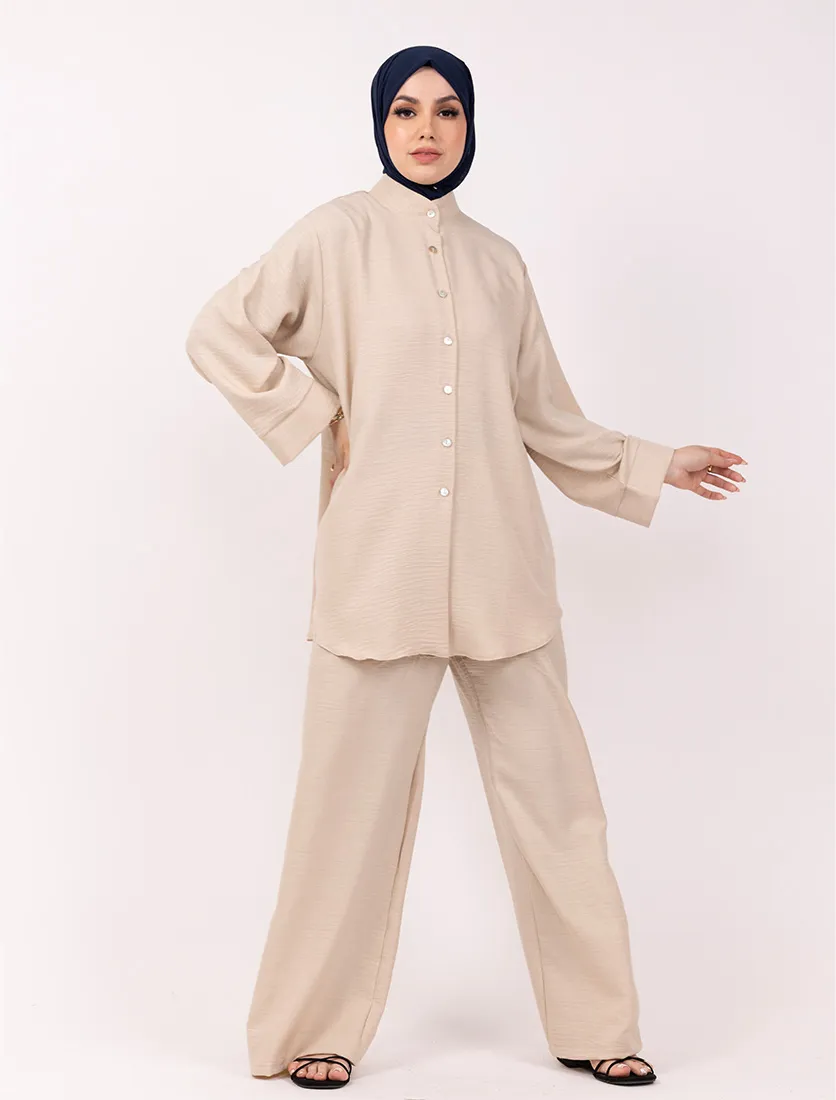 Beige Linen Feel Co Ord